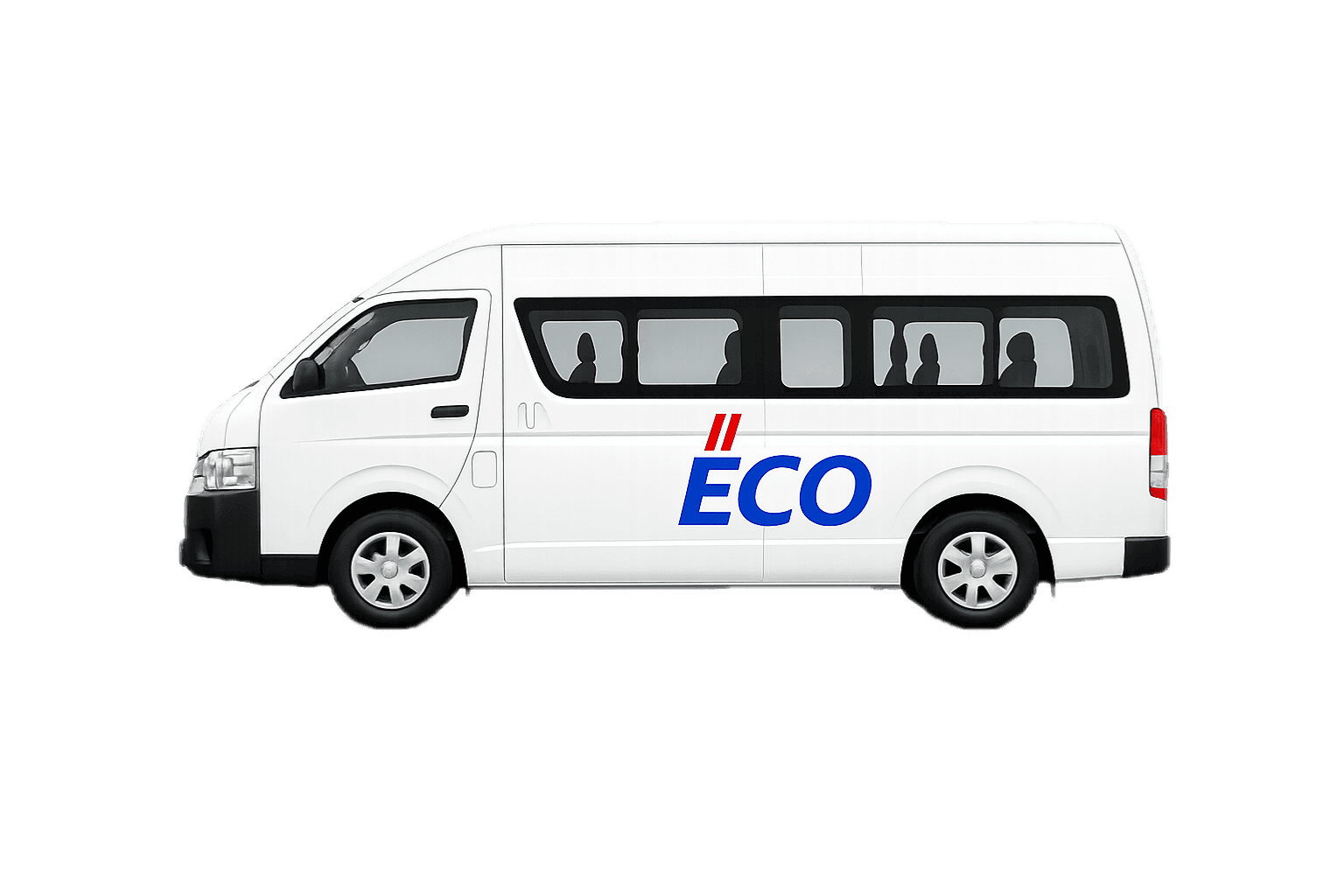 Side view of an Ecobus passenger vehicle
