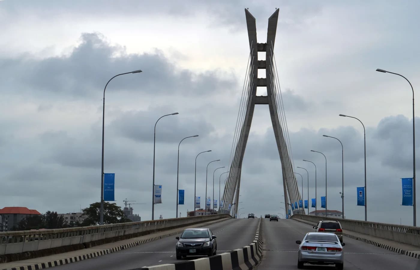 Cable-stayed tower of the Lekki-Ikoyi Link Bridge in Lagos